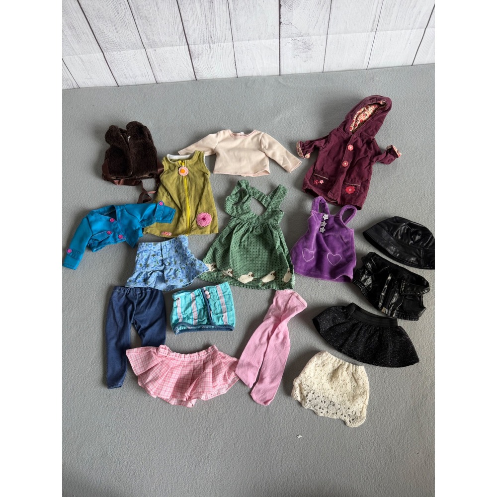 18 Inch Doll Clothes Lot Jackets Dresses Skirts Faux Leather Fur 15pc Set